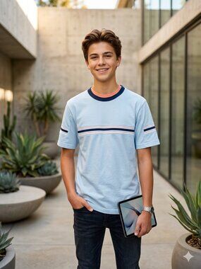 Set of 2 Boy S-M Cotton Croft & Barrow Polo Shirt White & Green Dog T-Shirt Gray